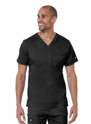 Black Men's V neck 1 chest pocket lavie scrubs maevn's matrix