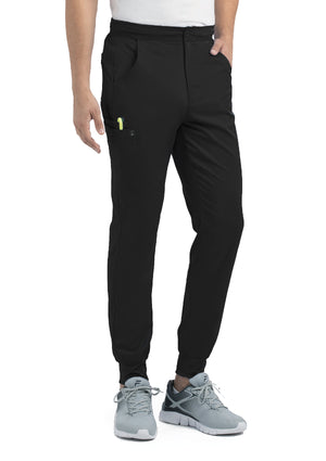 Black Men's Half Elastic Waistband Jogger Pant Lavie Scrubs