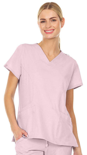 4121 Mini Marilyn V-Neck Three Pocket Top with 4 way Stretch