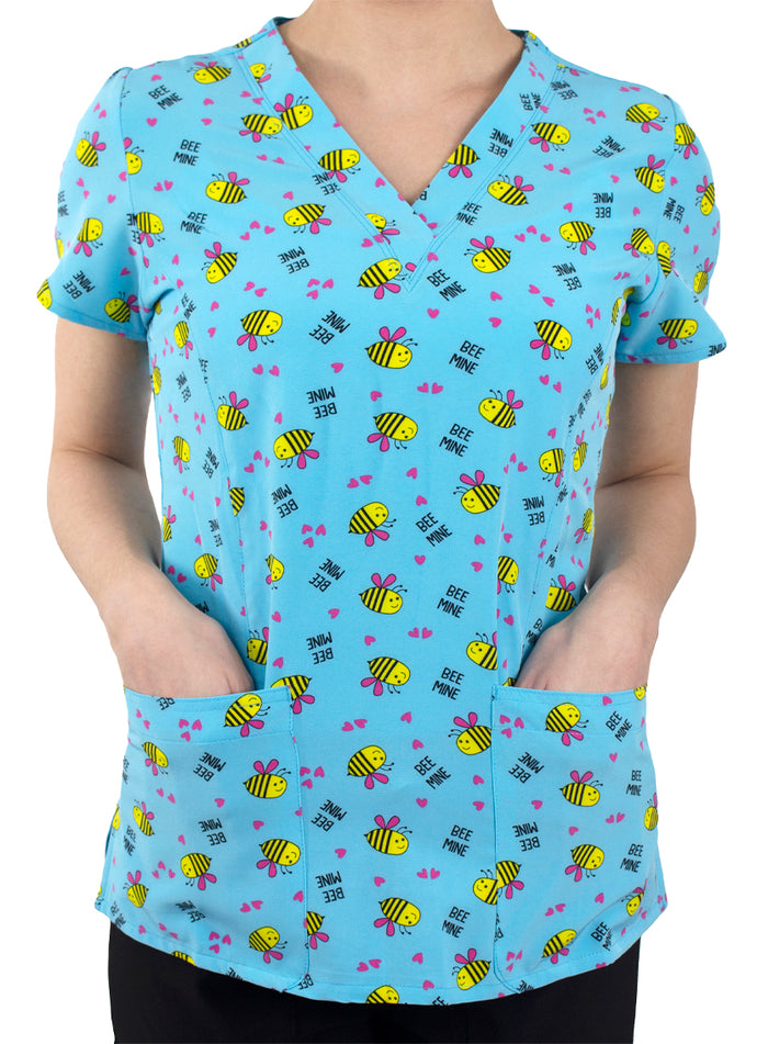 Bee Mine Printed V-Neck Top