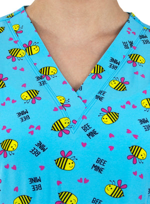 Bee Mine Printed V-Neck Top Lavie Scrubs