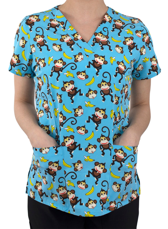 Monkey Business Printed V-Neck Top