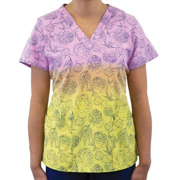 Morning Sunrise Printed Curved V-Neck Top