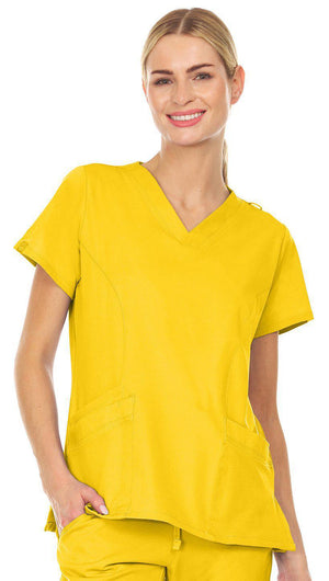 4121 Mini Marilyn V-Neck Three Pocket Top with 4 way Stretch