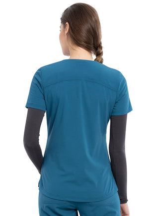 Caribbean Blue Euphoria Tuckable V-Neck Top Lavie Scrubs