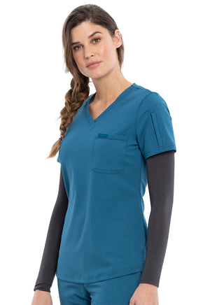 Caribbean Blue Euphoria Tuckable V-Neck Top Lavie Scrubs