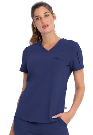 Navy Euphoria Tuckable V-Neck Top Lavie Scrubs
