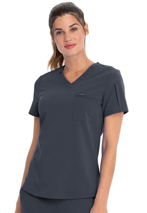 Pewter Euphoria Tuckable V-Neck Top Lavie Scrubs