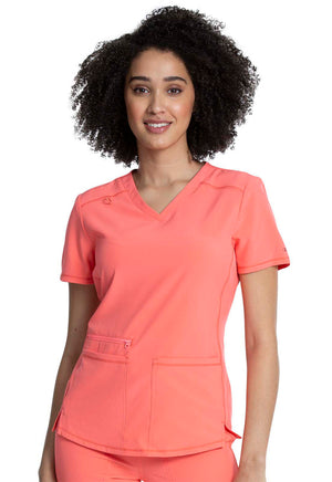 Coral Allura V Neck Top with Zipper Pocket Lavie Scrubs