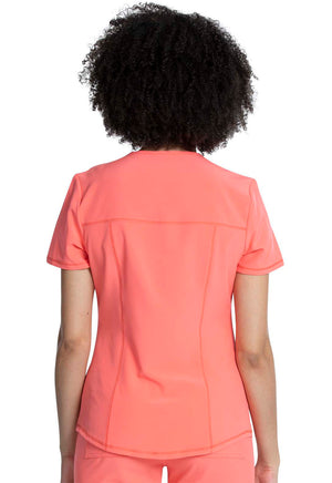 Coral Allura V Neck Top with Zipper Pocket Lavie Scrubs