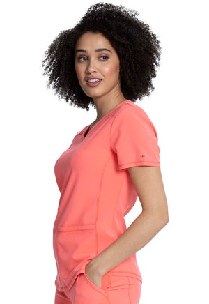 Coral Allura V Neck Top with Zipper Pocket Lavie Scrubs
