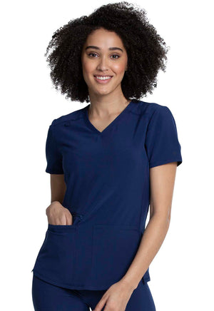 Navy Allura V Neck Top with Zipper Pocket Lavie Scrubs
