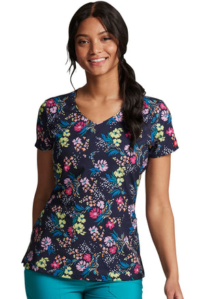 Dickies V-Neck Print Top in Floral Breeze