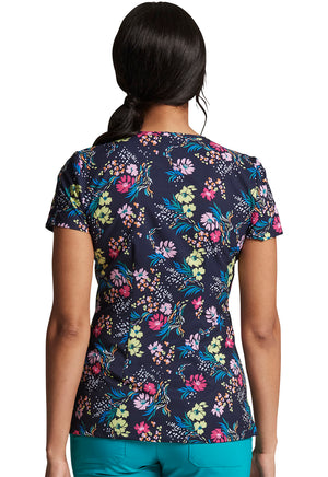 Dickies V-Neck Print Top in Floral Breeze
