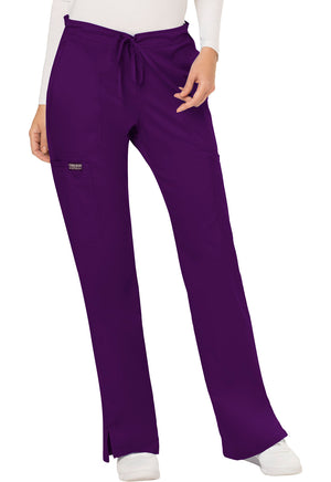 Eggplant WW Revolution Mid Rise Moderate Flare Drawstring Pant Lavie Scrubs