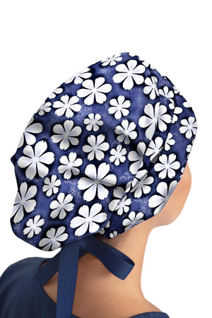 Navy Healing Hands Sage Bouffant Cap Lavie Scrubs