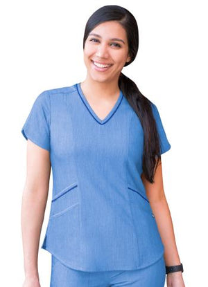 Heather French Adar Women's Modern V-Neck Scrub Top Lavie Scrubs