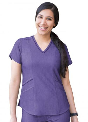 Heather Grape Adar Women's Modern V-Neck Scrub Top Lavie Scrubs