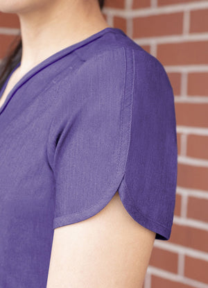 Heather Grape Adar Women's Modern V-Neck Scrub Top Lavie Scrubs