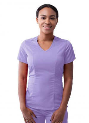 Lavender  Adar Women's Modern V-Neck Scrub Top Lavie Scrubs