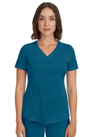 Caribbean Blue Healing Hands Monica V Neck Top Lavie Scrubs