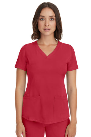 Red Healing Hands Monica V Neck Top Lavie Scrubs