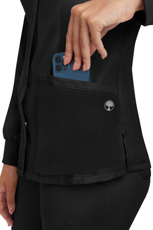 Black Healing Hands Megan Snap Up Jacket Lavie Scrubs