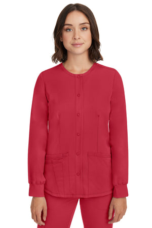 Red Healing Hands Megan Snap Up Jacket Lavie Scrubs