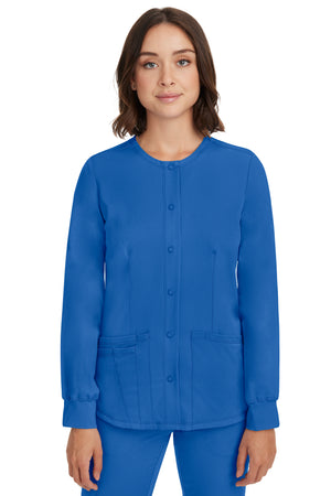 Royal Blue Healing Hands Megan Snap Up Jacket Lavie Scrubs